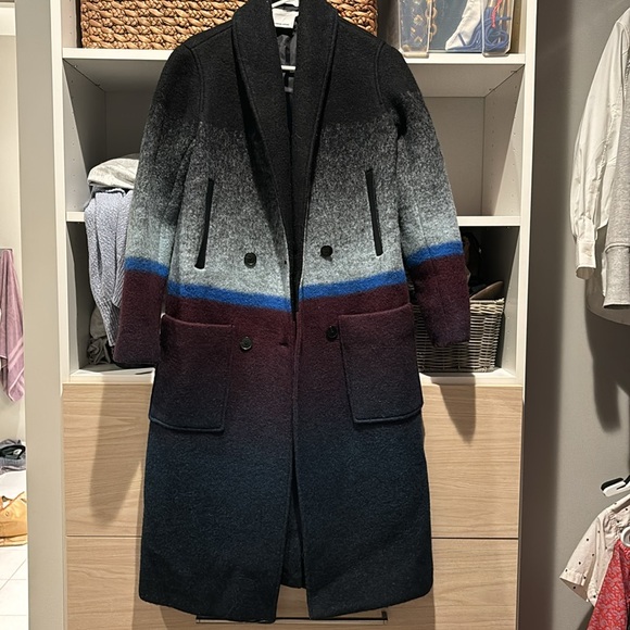 T By Alexander Wang Horizon Stripe Ombre Wool Car Coat Sz 0 - Picture 7 of 7